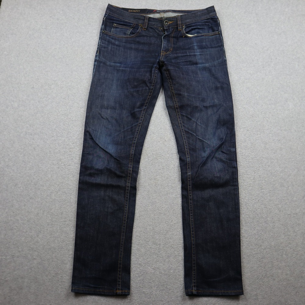 JackThreads Jeans Mens 31x32 Skinny Dark Wash Blue Stretch Denim Whiskered